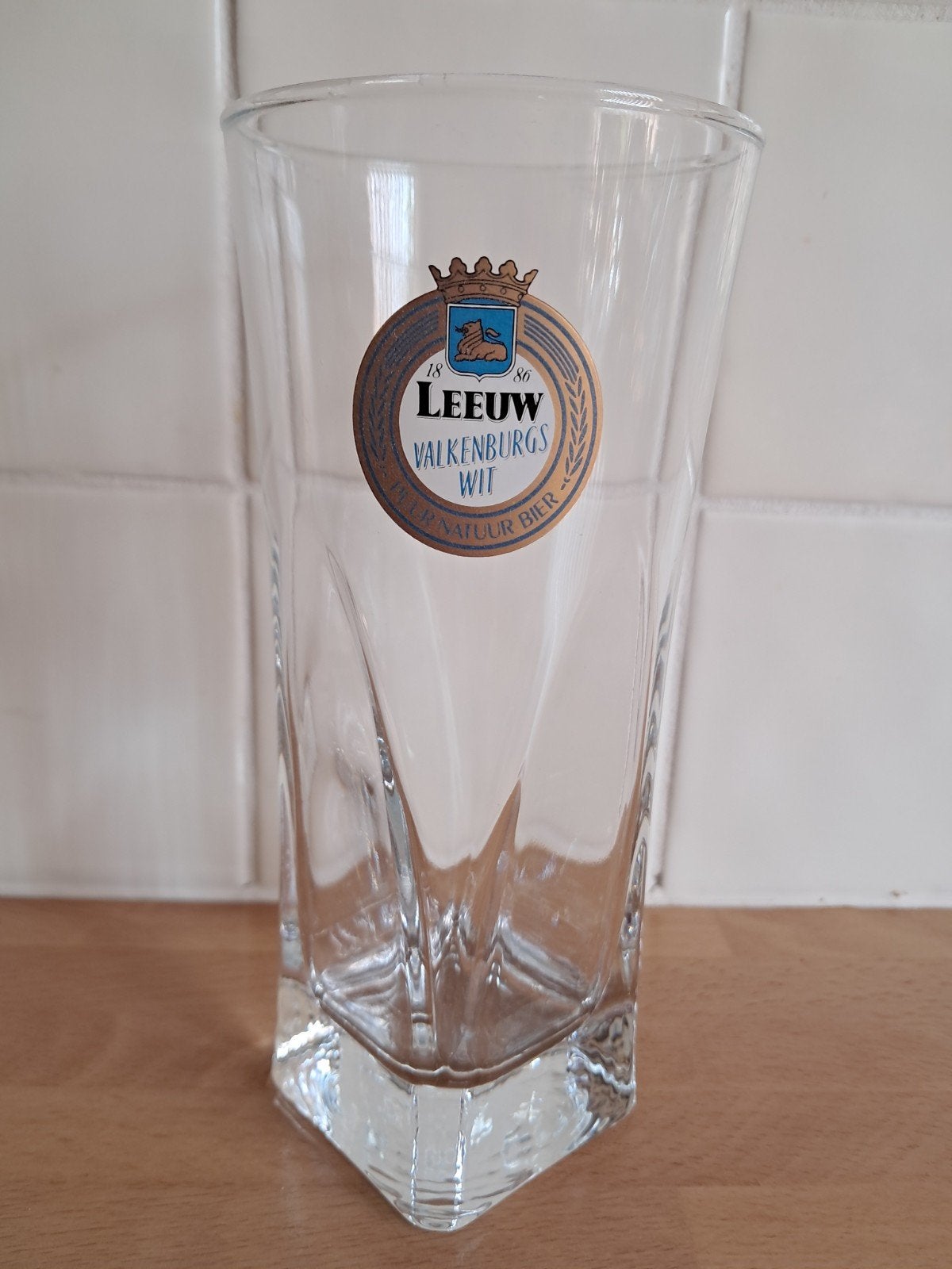 Leeuw Valkenburgs Wit bierglas - Zo goed als nieuw, Ophalen of Verzenden, Zo goed als nieuw, Overige merken, Glas
