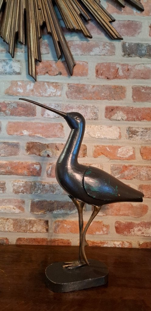 Handgesneden houten snip/ibis - lokvogel - vogel beeld, Ophalen of Verzenden