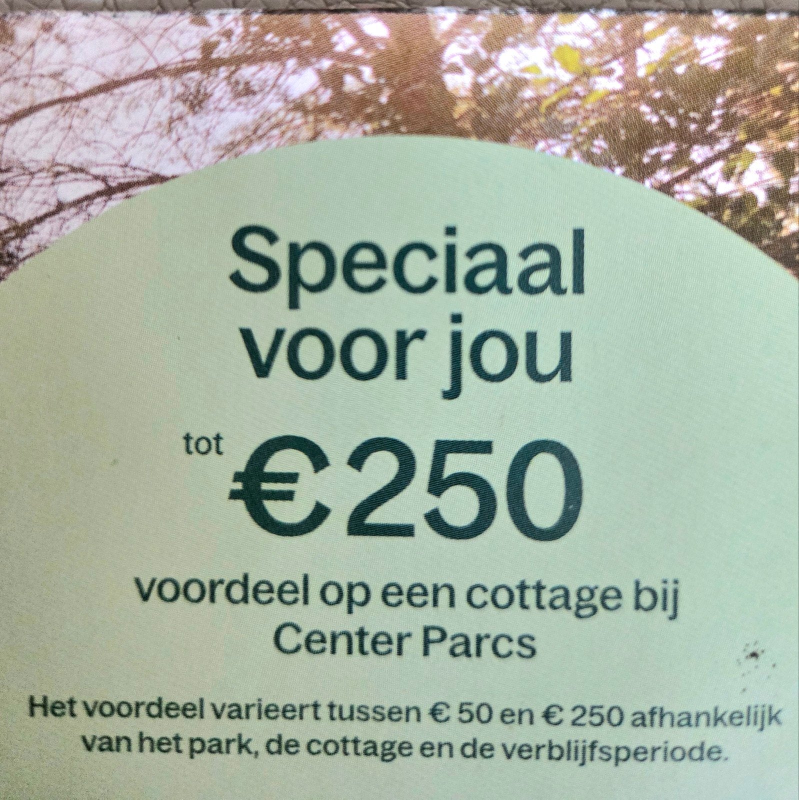 Center parcs bon 250 euro, Drie personen of meer, Kortingsbon, Bungalowpark