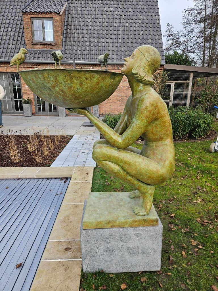 BRONZEN ART-DECO DAME NAAKT, ALS FONTEIN TOPBRONS TOPPRIJS!, Ophalen of Verzenden, Nieuw, Overige materialen, Fontein