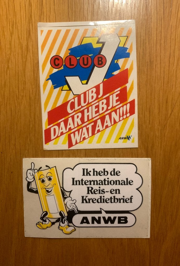 2 Vintage ANWB Stickers, Ophalen of Verzenden, Zo goed als nieuw, Auto of Motor