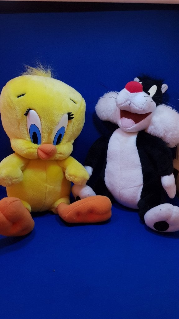 Tweety en Sylvester, knuffels, praten met elkaar! 4A40, Tweedehands verkoop, Tweedehands verkoop, Gebruikt, Overige typen