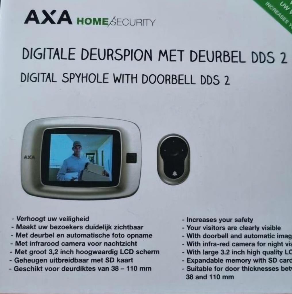 AXA Digitale Deurspion met Deurbel DDS 2, Huis en Inrichting, Deurbellen, Ophalen of Verzenden, Ingebouwde camera, Nieuw, Draadloos