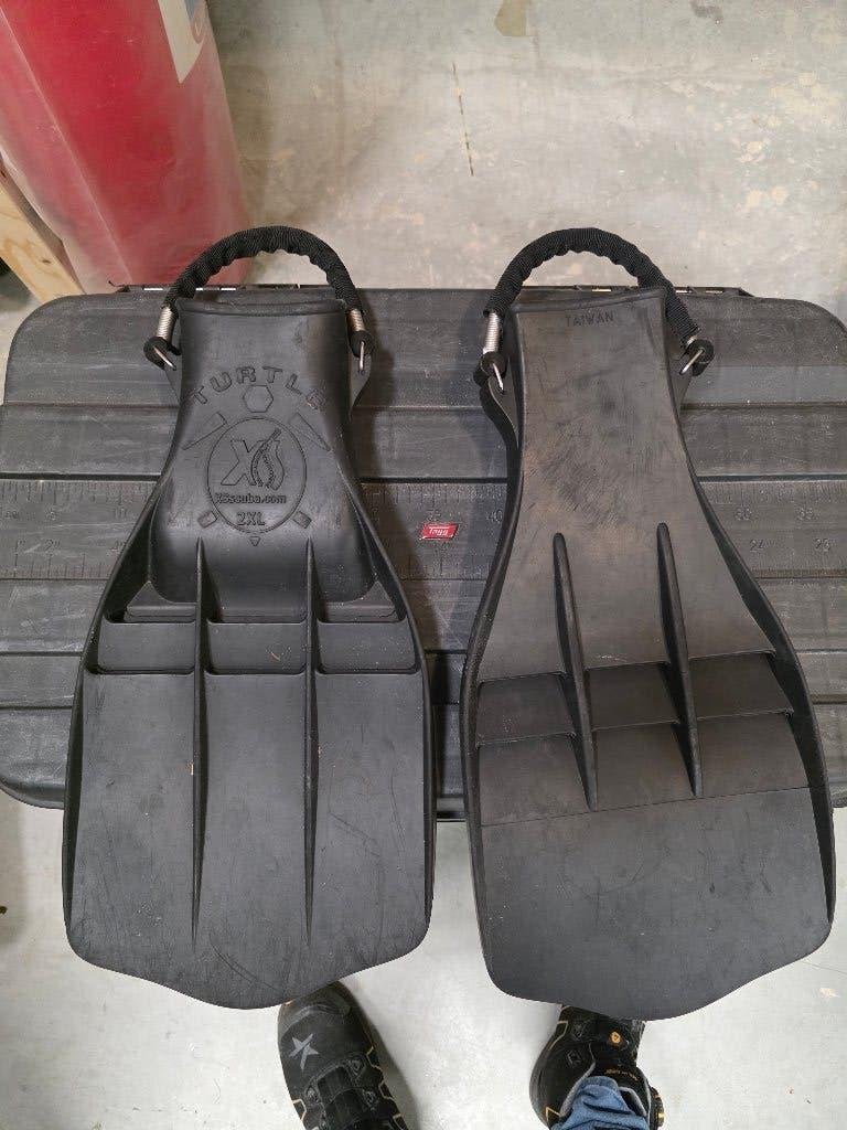XS Scuba Turtle duikvinnen 2XL met springstraps, Watersport en Boten, Ophalen of Verzenden, Gebruikt, Zwem- of Duikvliezen