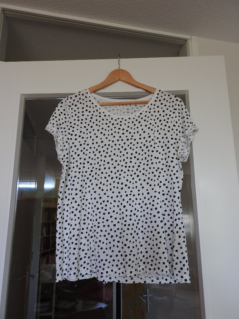 t-shirt EDC Esprit wit met zwarte stippen / dots. Mt. 42 /XL, Wit, Maat 42/44 (L), Ophalen of Verzenden, Korte mouw