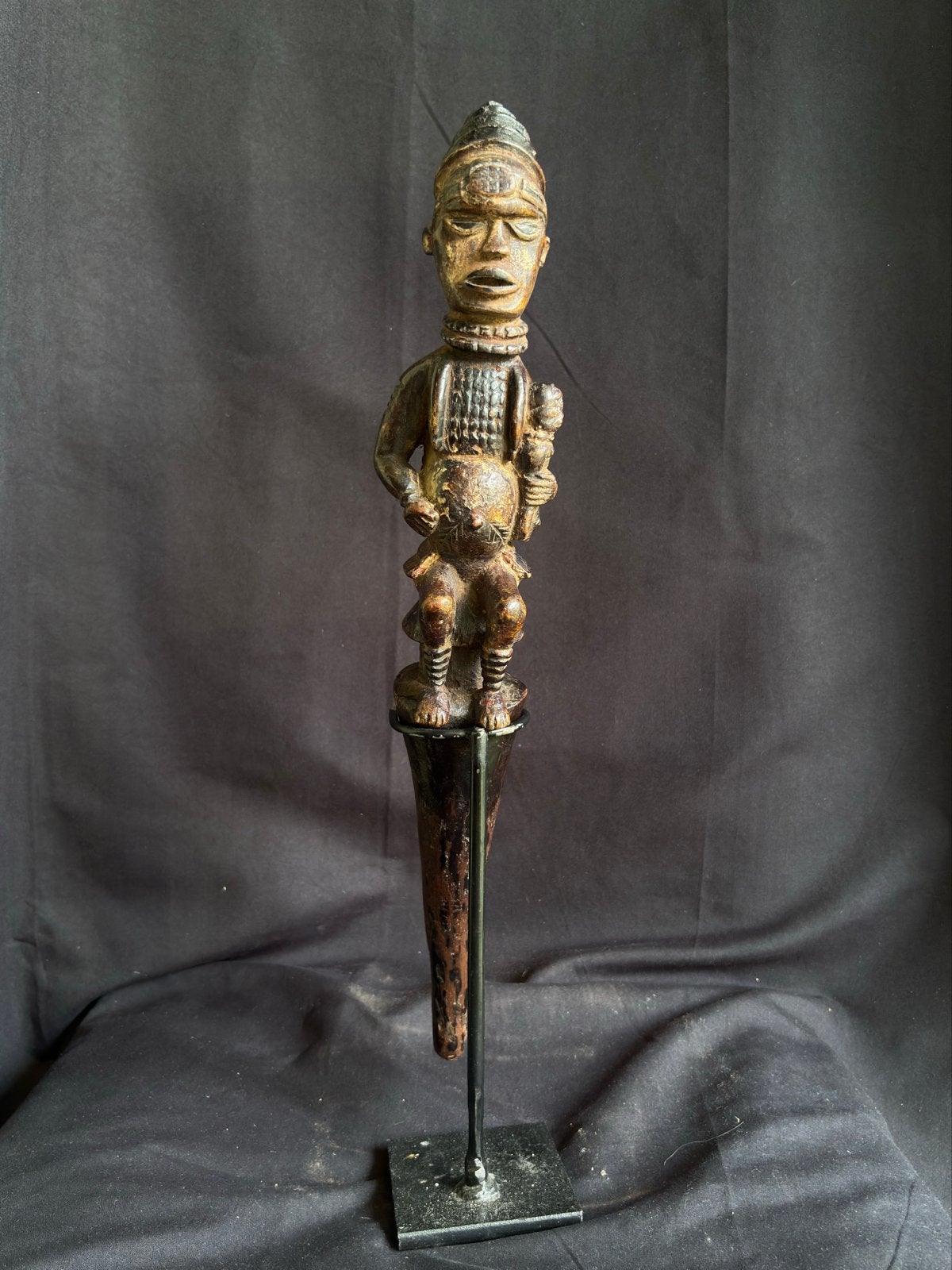 Congo Brazzaville Maturnity Figure - Kuyu - DR Congo, Hout, Bruin, Afrika, Ophalen of Verzenden