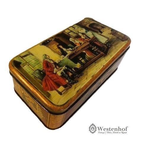 Oude blik - koekblik antiek schilderij klassiek barok mensen, Verzenden