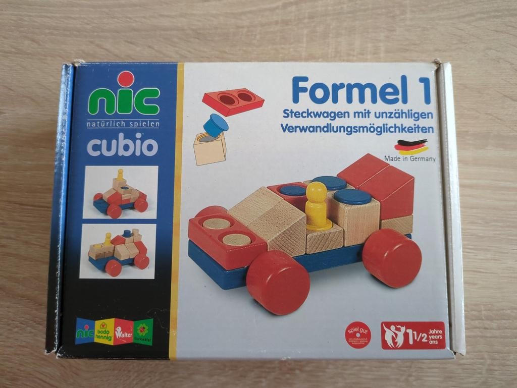 Nic Cubio Formel 1 Steekwagen - Houten Bouwset, Ophalen of Verzenden, Zo goed als nieuw, Auto, Met wieltjes