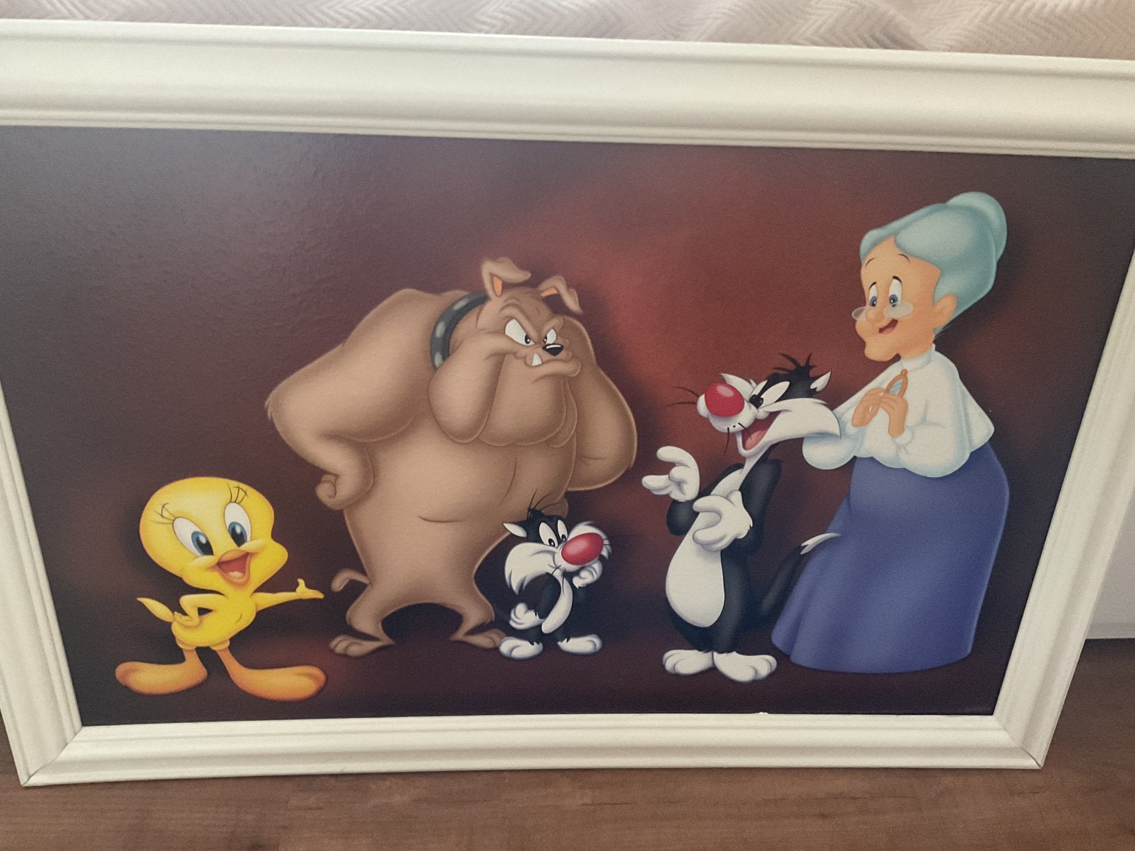 Leuk groot schilderij ( incl lijst) afm:92x61cm) NU 8€, Ophalen, Gebruikt, Schilderij