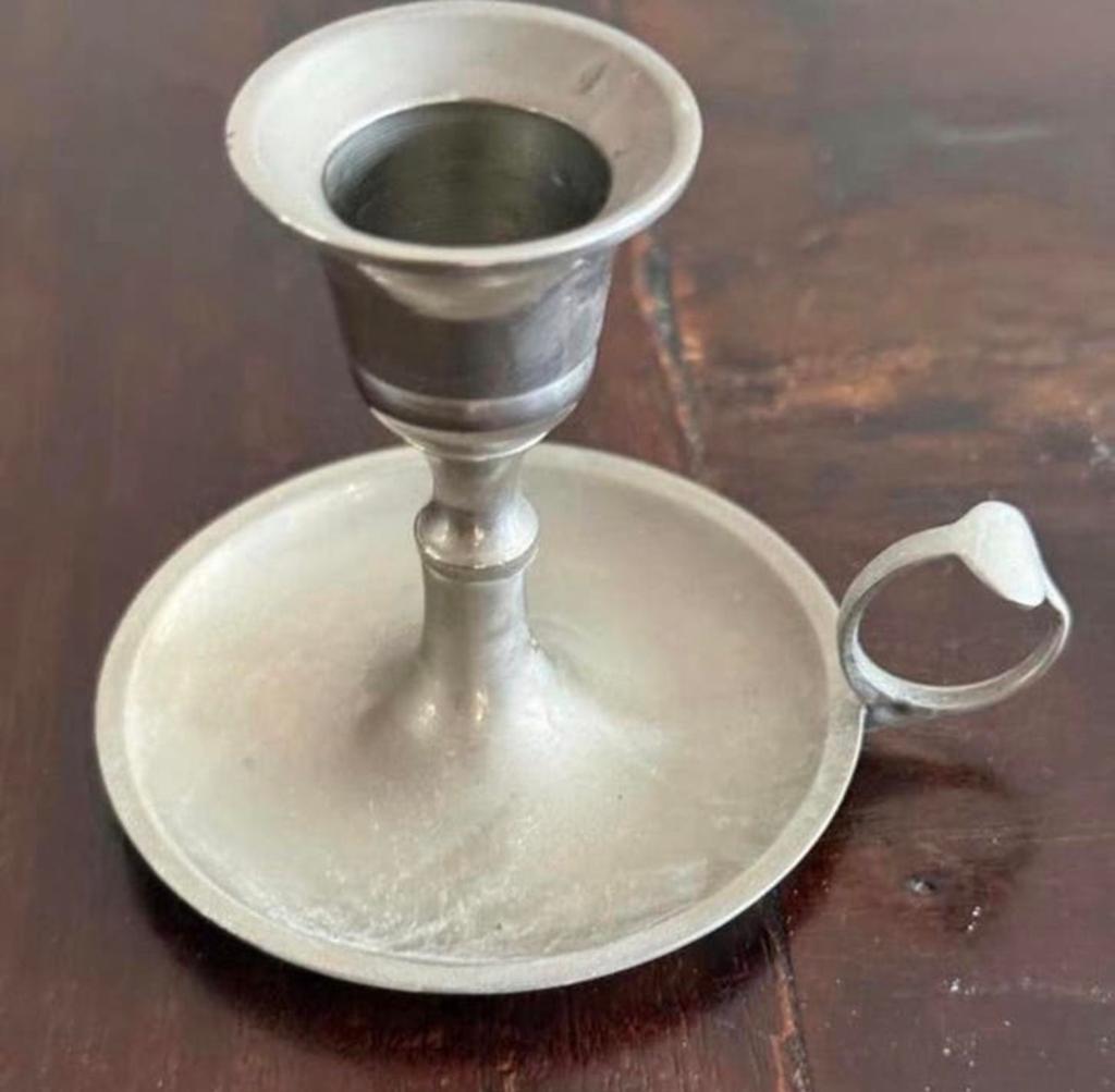 Vintage Tinnen kandelaartje, Ophalen of Verzenden