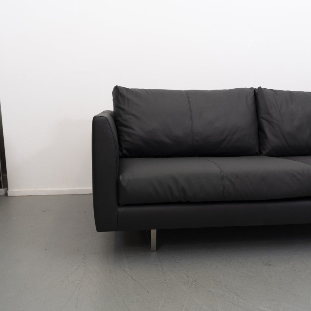 Montis Axel Bank 3-Zits/190cm Zwart Leder - Sledepoot, Huis en Inrichting, Niet ingevuld, Zo goed als nieuw, Niet ingevuld, Niet ingevuld