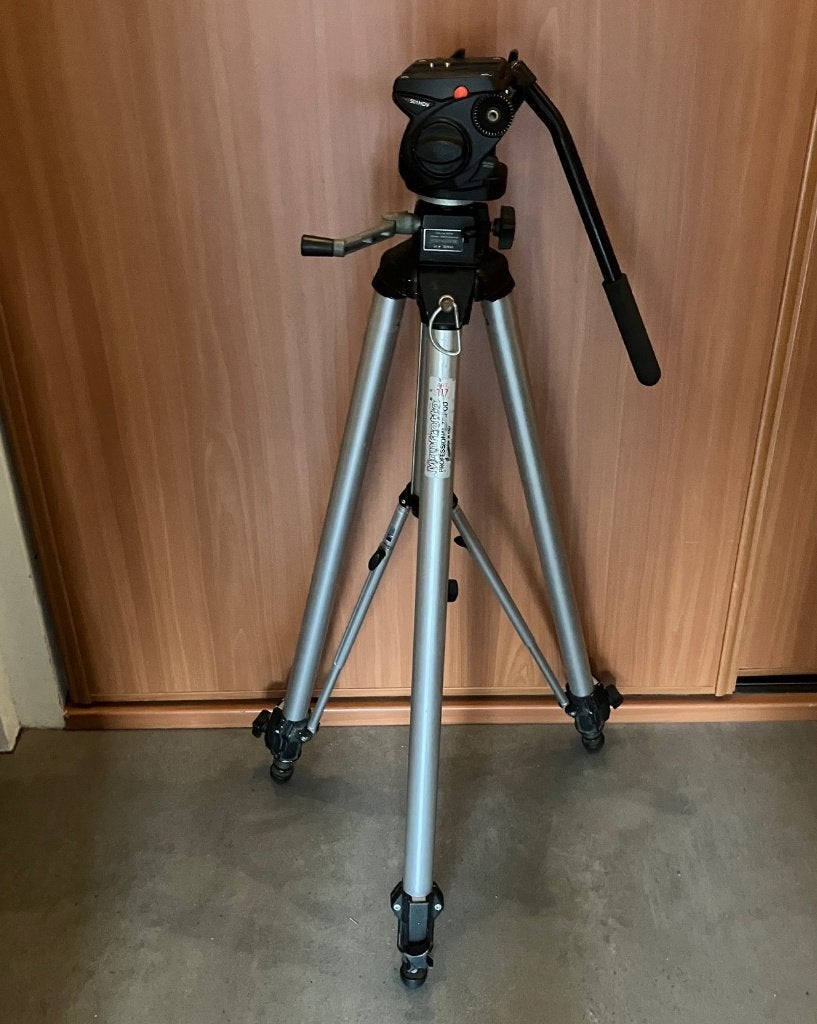 Manfrotto 117 Statief met Vloeistofkop 501HDV, Ophalen, Gebruikt, Driepoot, 175 cm of meer