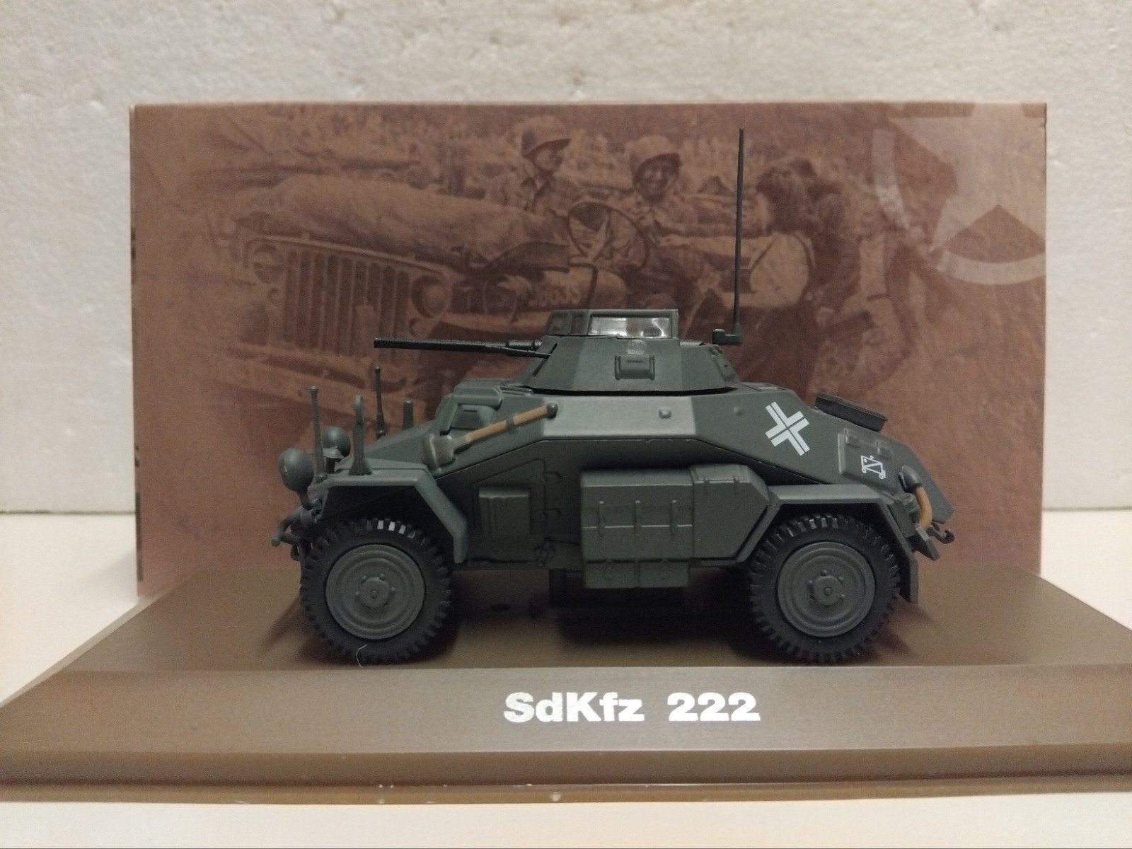 Atlas 1:43  SdKfz 222 tank kanon leger, Ophalen of Verzenden, Zo goed als nieuw, Overige typen, Overige merken