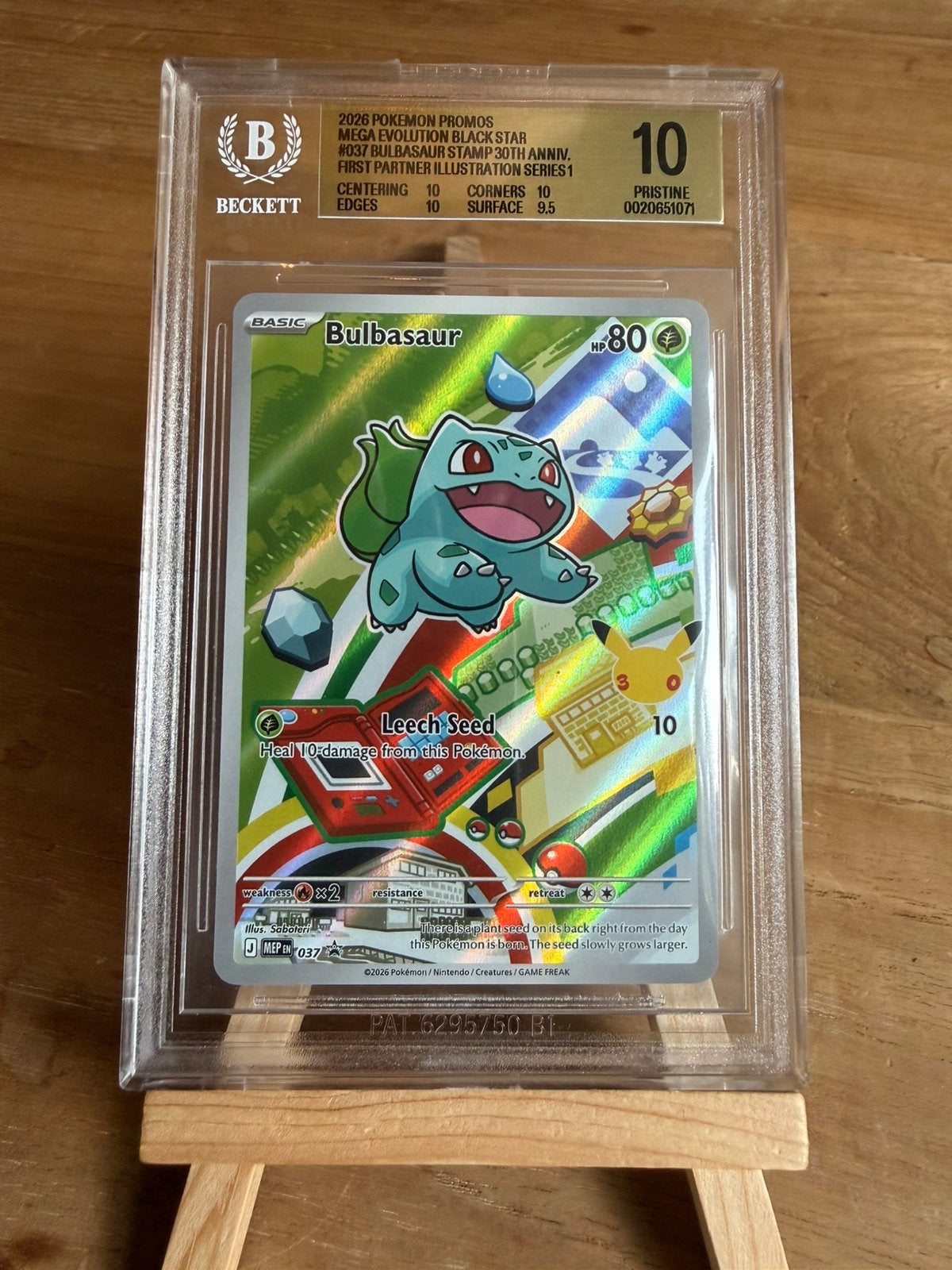 Bulbasaur First Partner 037 Beckett BGS 10 Pristine, Ophalen, Zo goed als nieuw