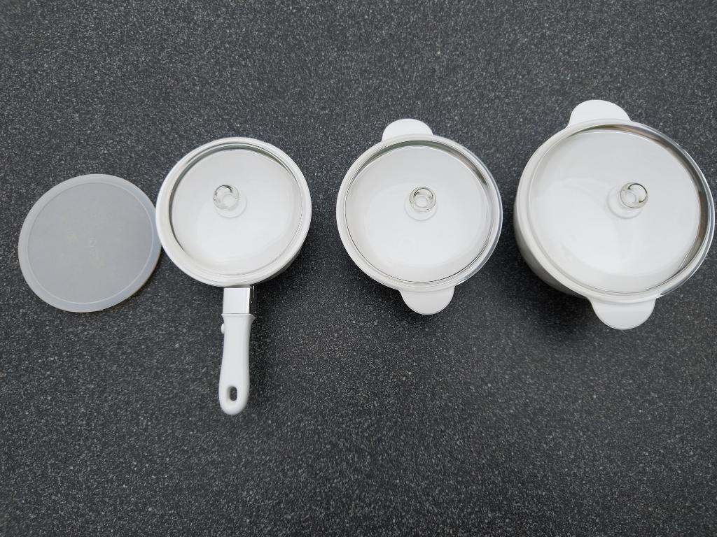 Nieuw 3 Arcoflame schalen met glazen deksel, Overige typen, Ophalen of Verzenden, Nieuw, Wit
