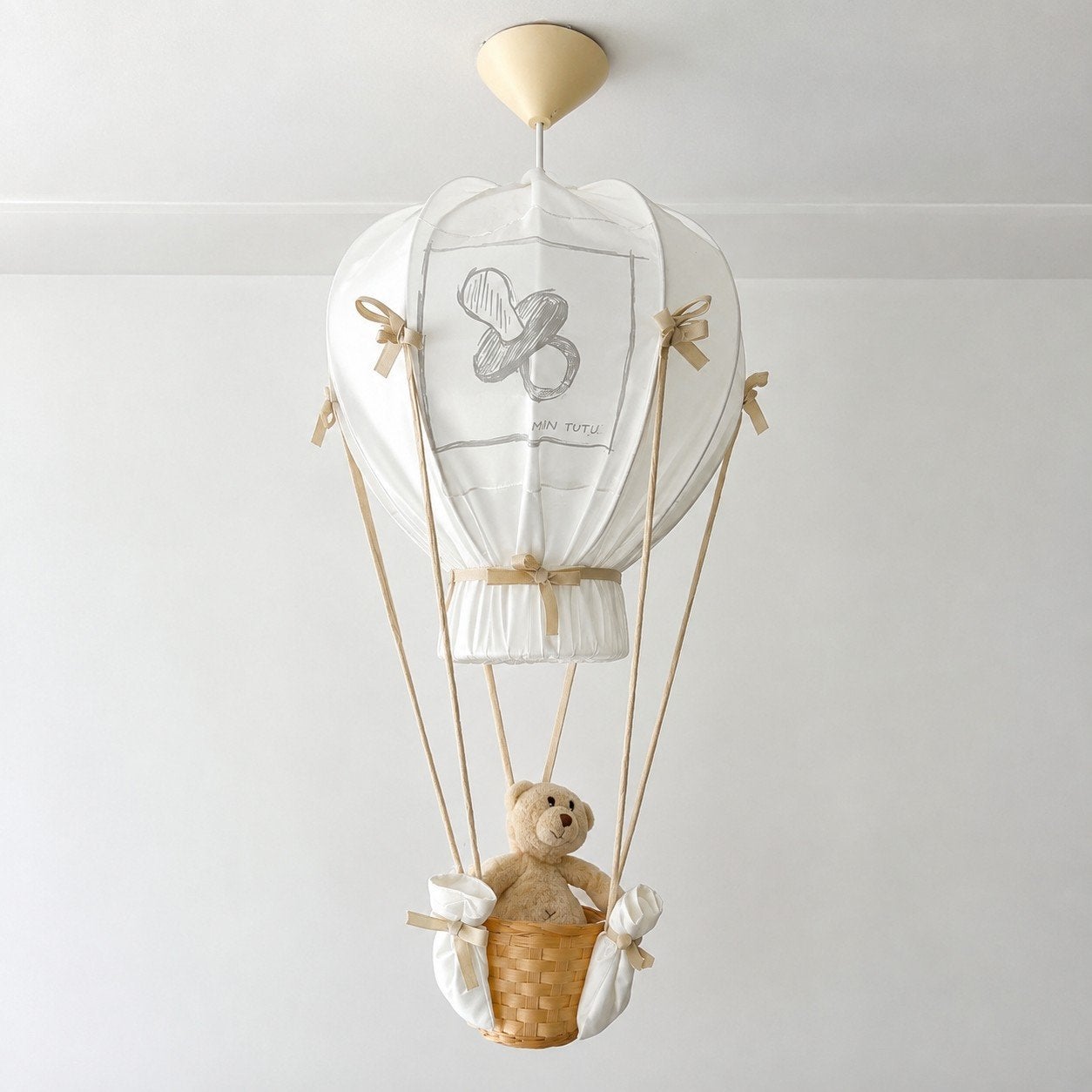 Luchtballon lamp met teddybeer voor kinderkamer, Kinderen en Baby's, Overige merken, Ophalen of Verzenden, Zo goed als nieuw, Wit