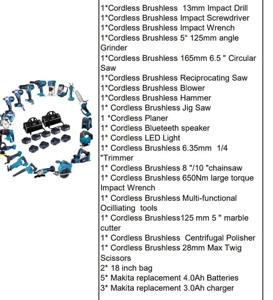Hand gereedschap 21v Sets makita dewalt milwaukee kleur, Ophalen of Verzenden, Nieuw, Overige typen
