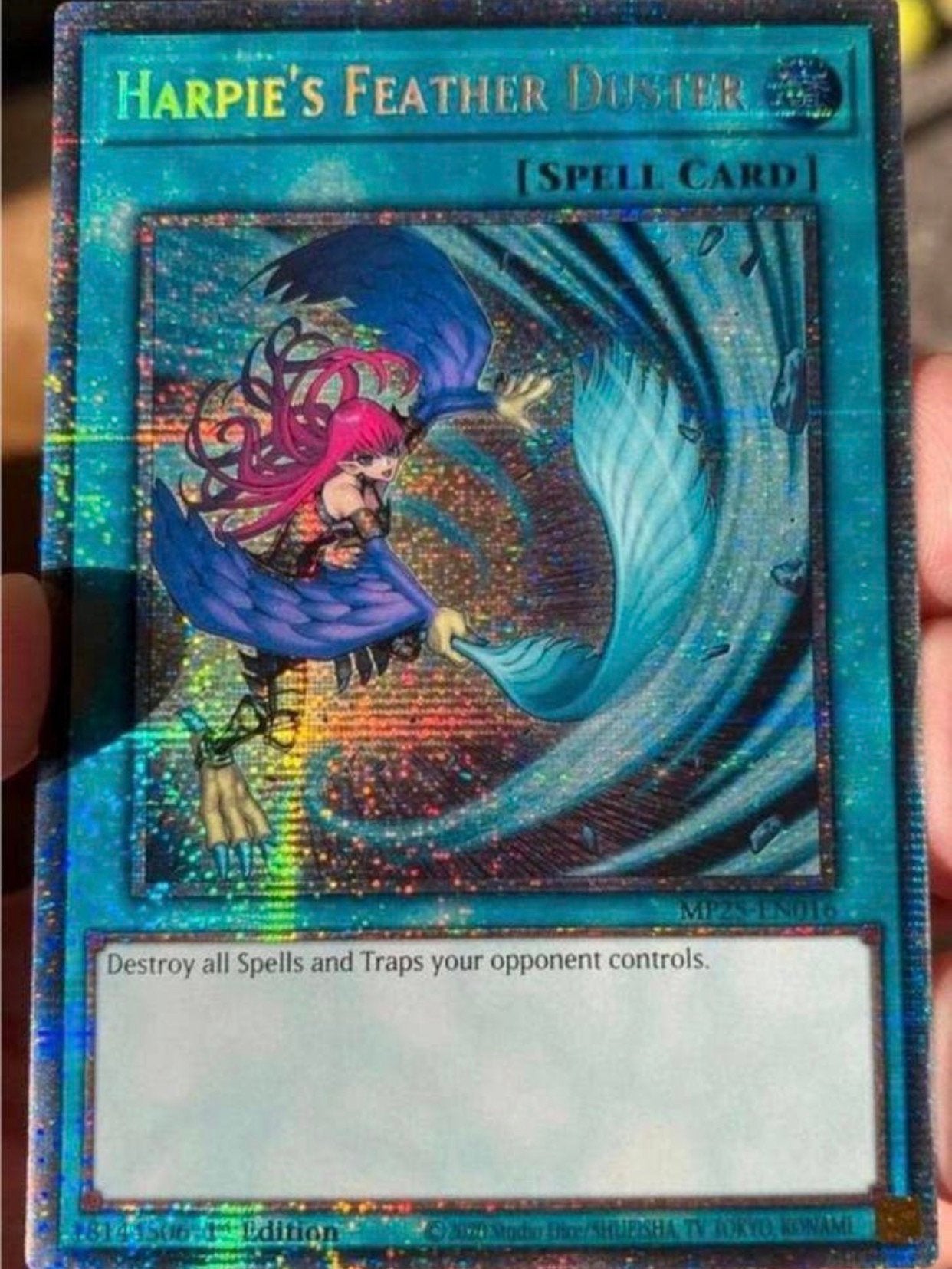 Yu-Gi-Oh! Harpie’s Feather Duster MP25 1st Starlight Rare !, Ophalen of Verzenden, Zo goed als nieuw, Losse kaart, Foil