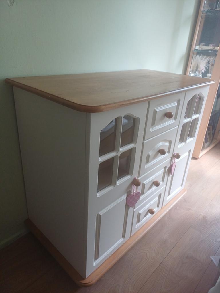 Crème opbergkast met lades en deurtjes - 106x92x55cm, Ophalen