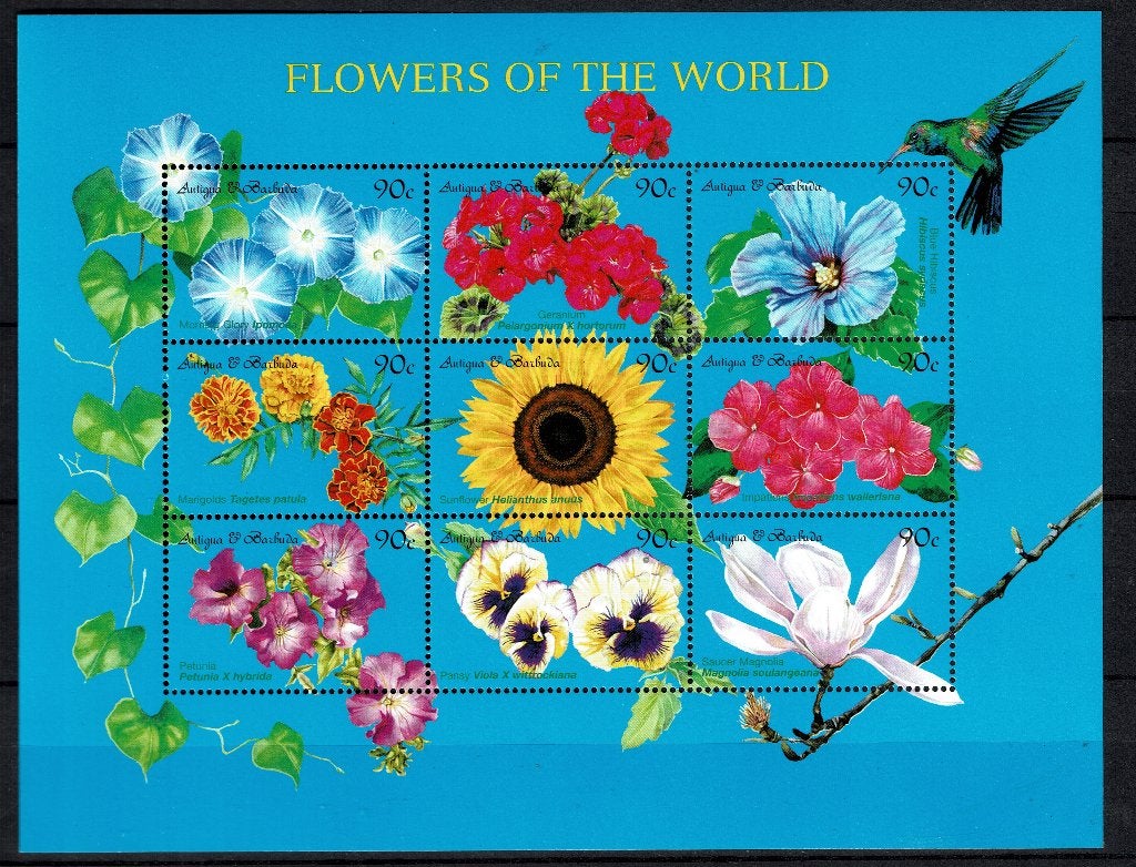 antigua 1999 pf blok bloemen flowers kolibrie vogels FLORA, Ophalen of Verzenden, Postfris, Dier of Natuur