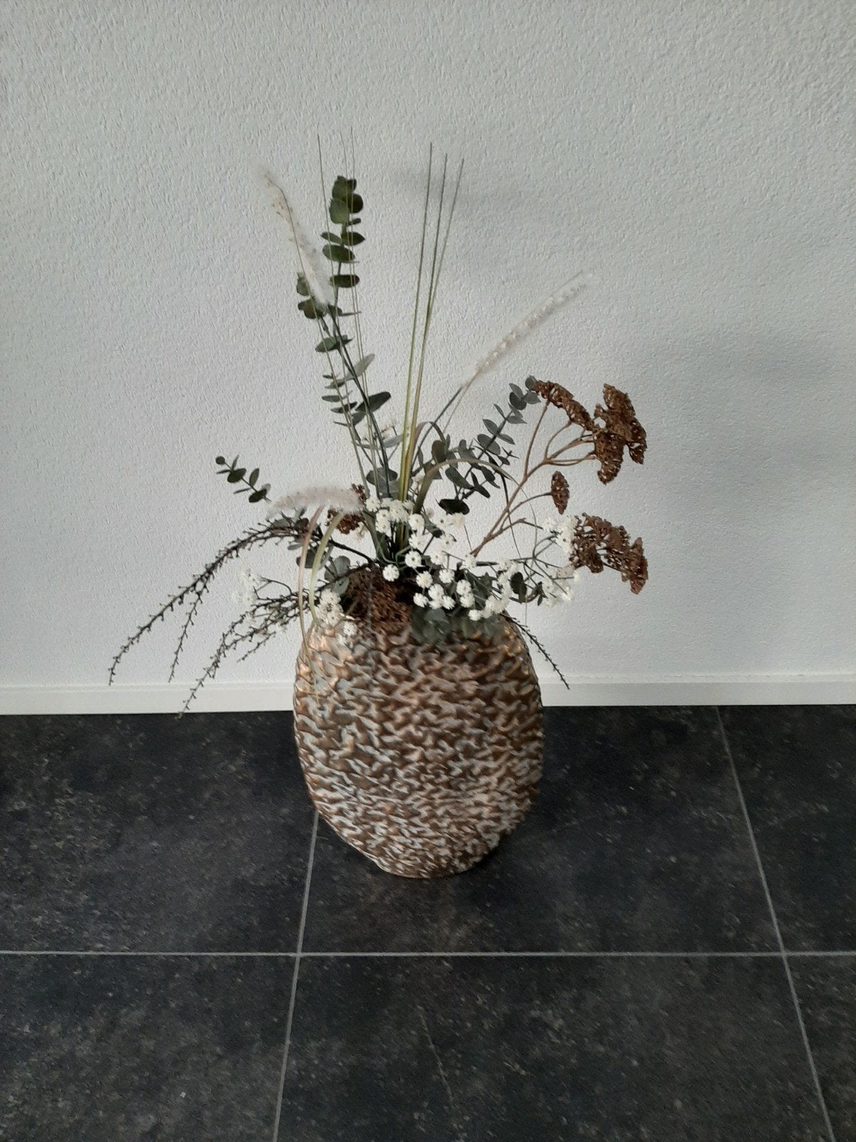Zijde bloemen met Vaas van Countryfield, Ophalen, 60 cm, Zijde, Zo goed als nieuw