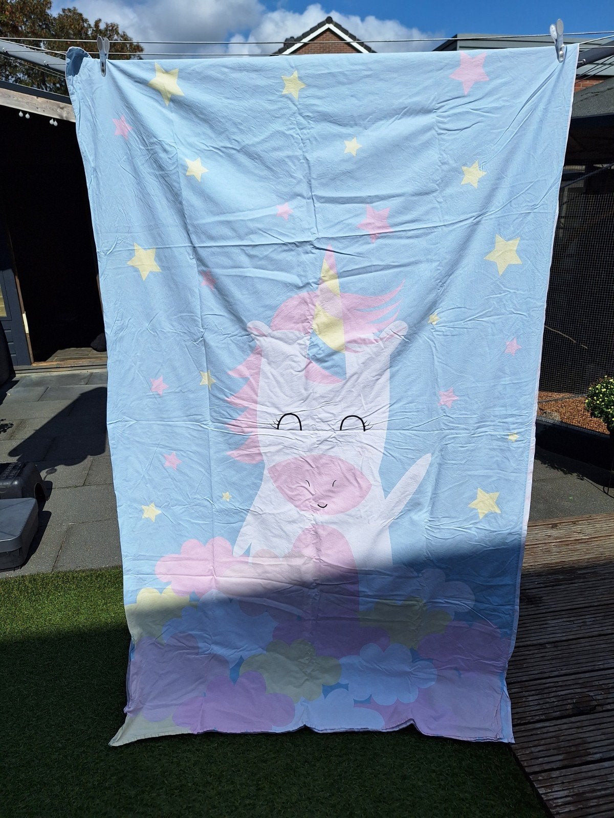 Unicorn dekbedovertrek 90x200, Kinderen en Baby's, Kinderkamer | Beddengoed, Ophalen of Verzenden, Zo goed als nieuw, Meerkleurig