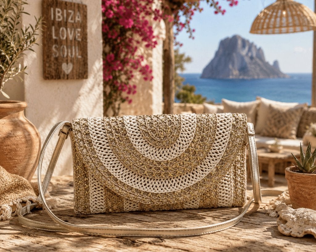 Bohemian Ibiza Clutch tasje The sun, geen € 34,99 maar, Ophalen of Verzenden, Nieuw, Beige, Schoudertasje