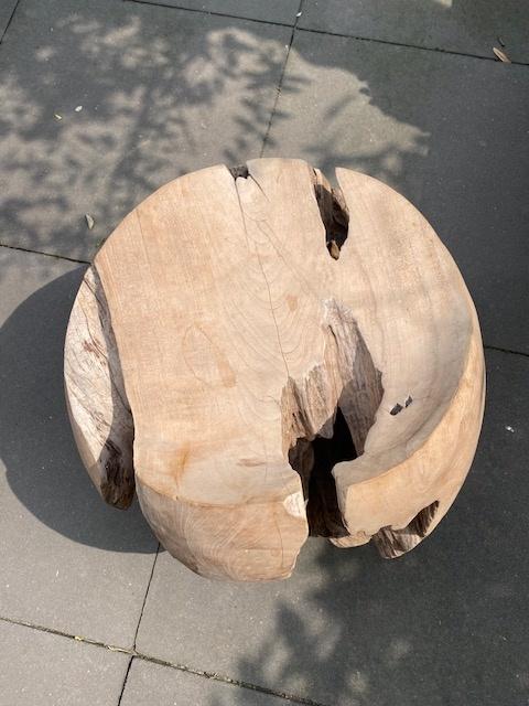 Tropisch Hardhout Boomstam Tafel/Kruk, Minder dan 55 cm, Stoer, Rond, Zo goed als nieuw