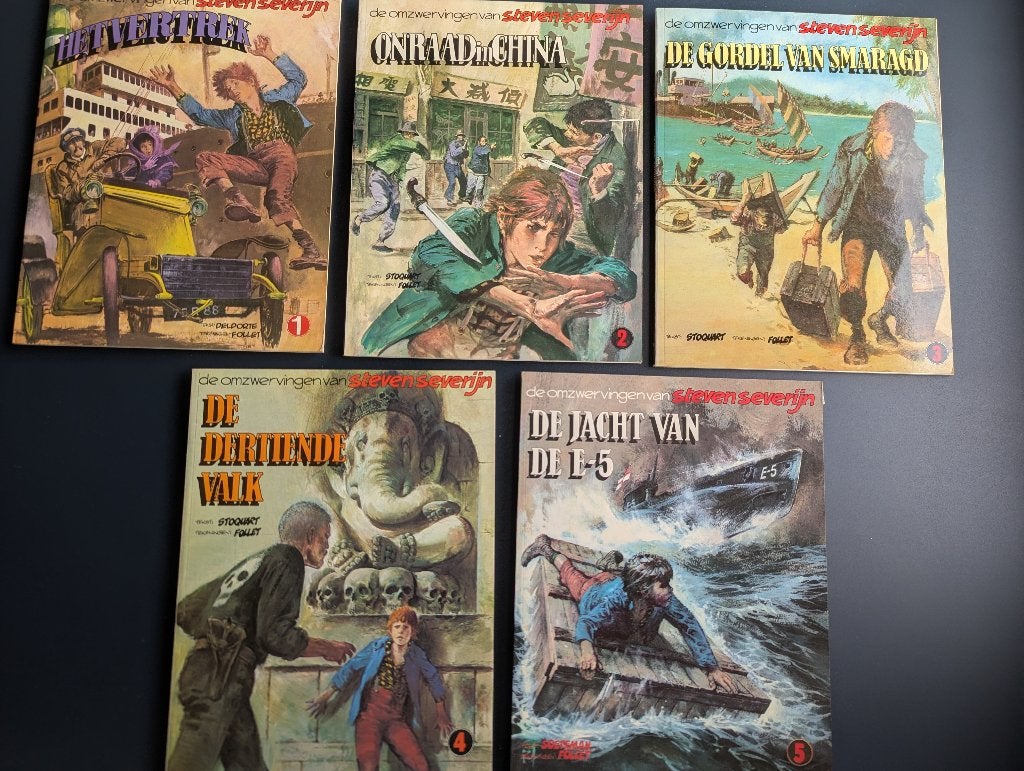 Steven Severijn, complete reeks, 1 tm 5, softcovers, Complete serie of reeks, Ophalen of Verzenden, Gelezen
