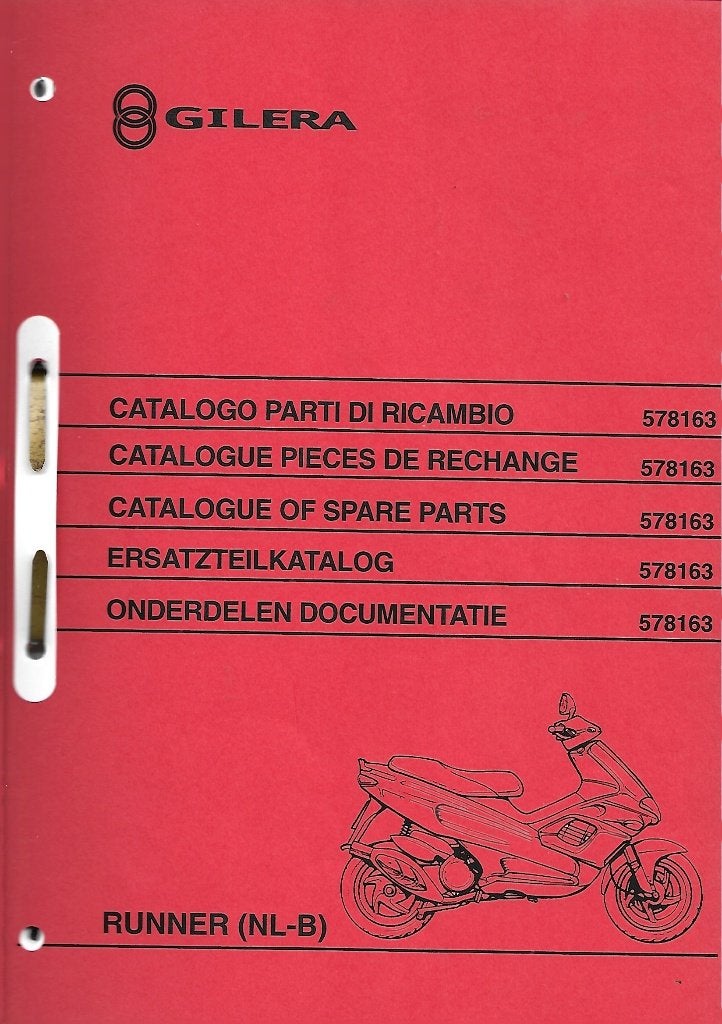 Gilera Runner onderdelenboek bromfiets scooter (gi06), Ophalen of Verzenden, Zo goed als nieuw