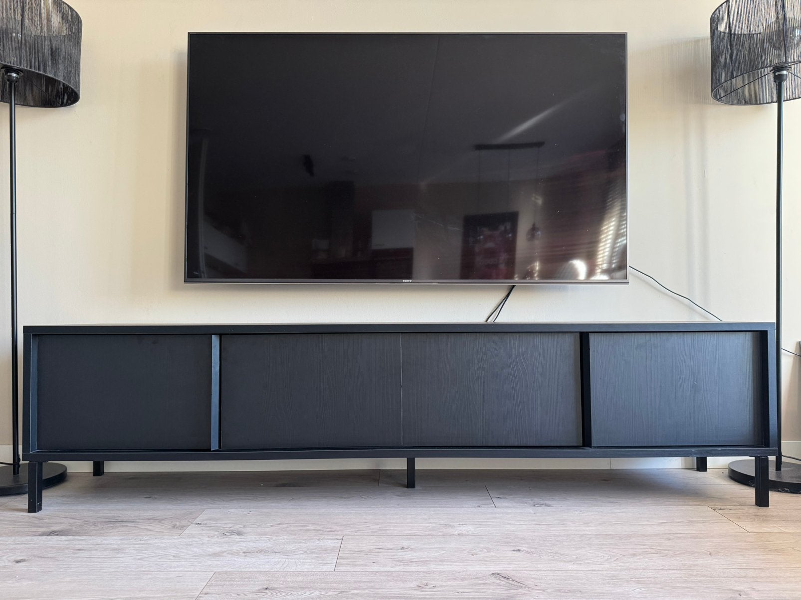 Tv kast zwart 2M, Ophalen, Gebruikt, 150 tot 200 cm, Minder dan 100 cm