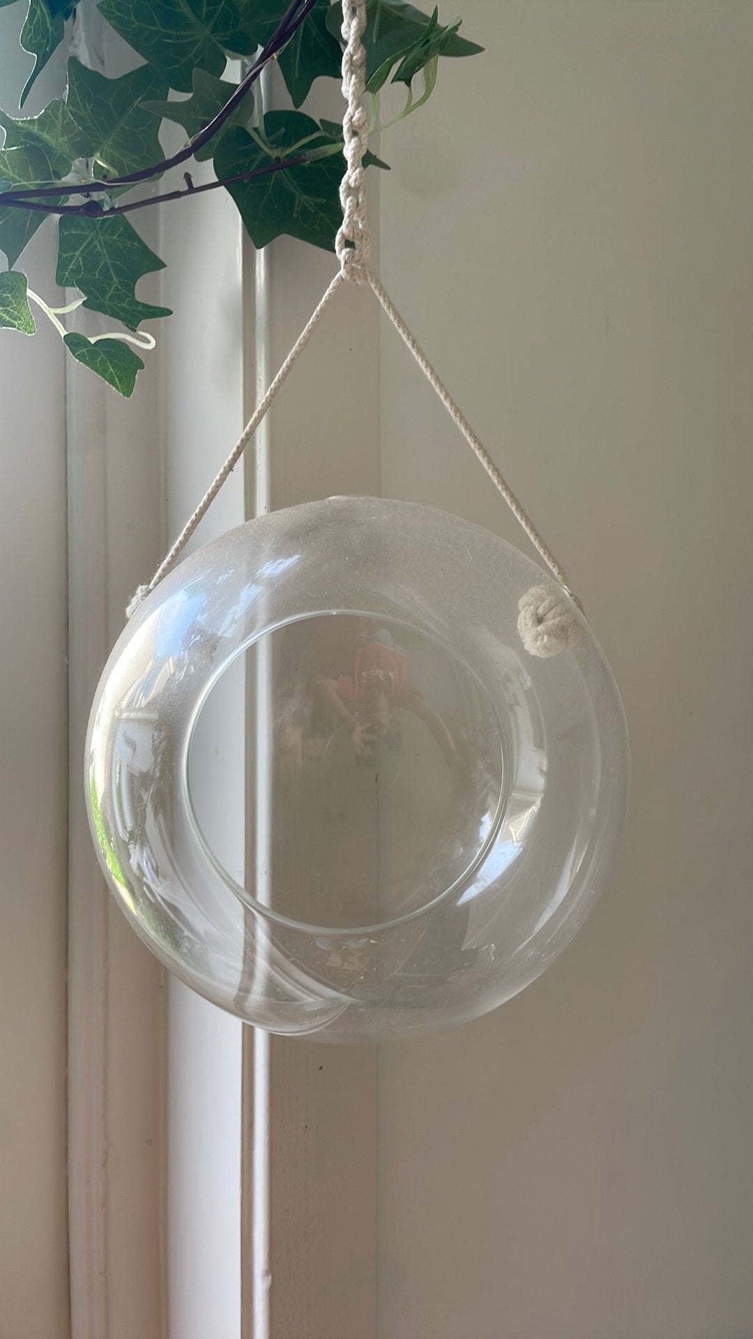 Glazen bol / planten hanger, Ophalen, Gebruikt, Glas