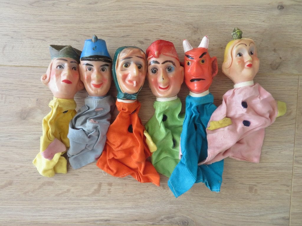 Poppenkast poppen Jaren 70, Ophalen of Verzenden, Gebruikt
