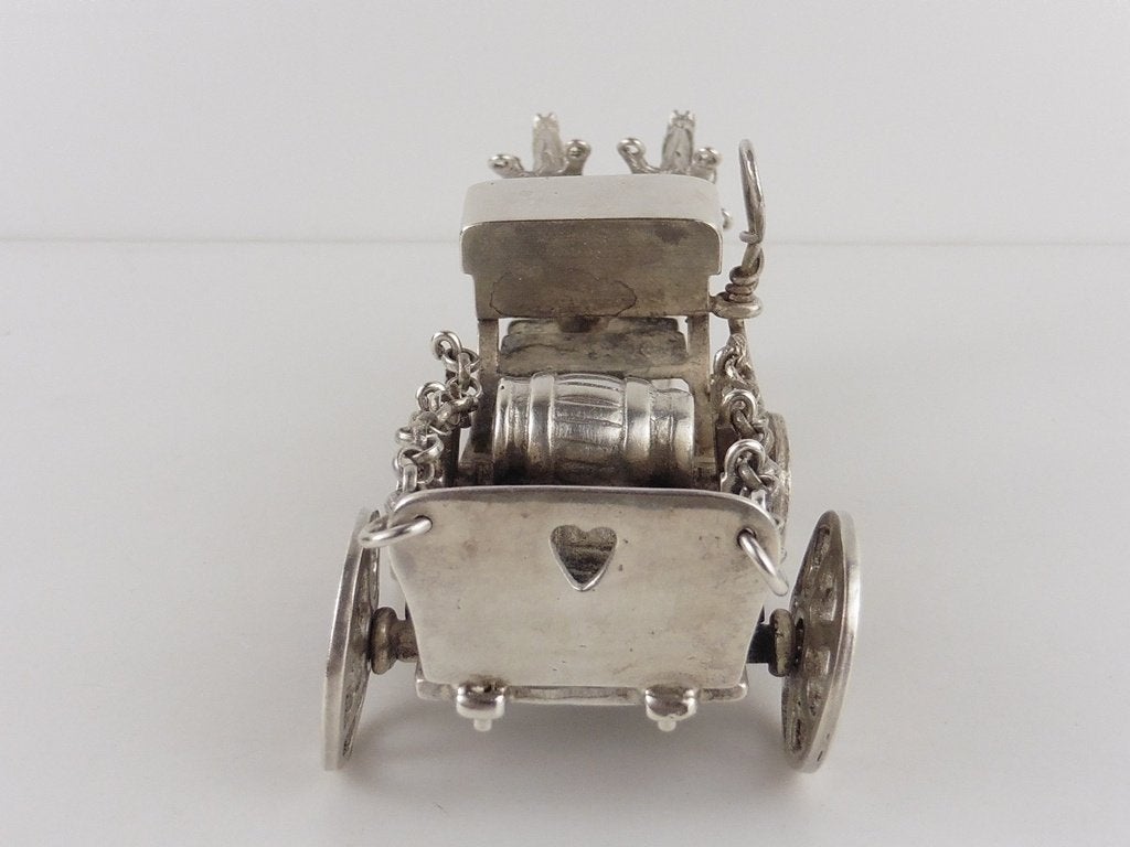 Zilveren miniatuur Bierwagen met 2 paarden              Z101, Ophalen of Verzenden, Zilver