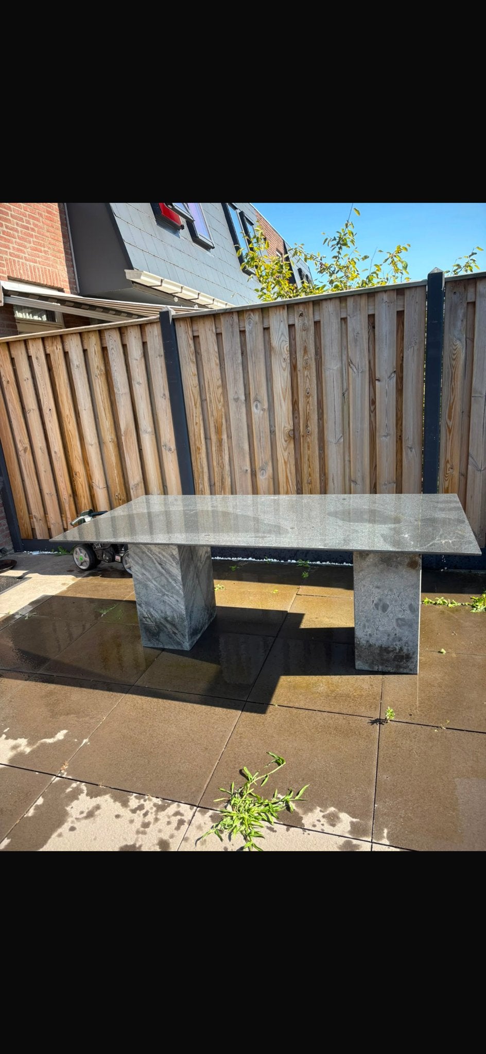Granieten tuintafel - Robuust en stijlvol, Tuin en Terras, Ophalen, Gebruikt, Rechthoekig, Overige materialen