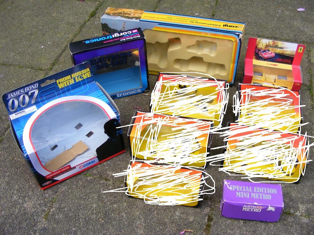 4 x lege doosjes Corgi + 1 leeg SHELL doosje, Ophalen of Verzenden, Gebruikt, Auto