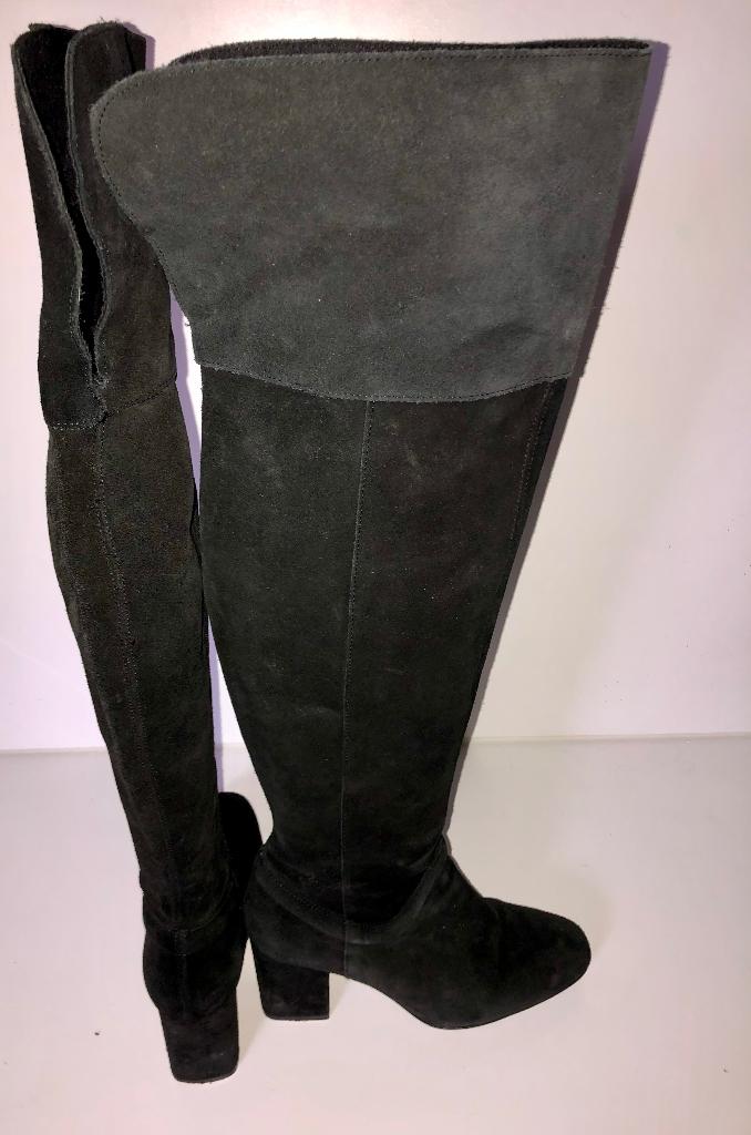 ZARA zwarte suede leren SEXY omslag knie laarzen maat 39, Hoge laarzen, Ophalen of Verzenden, Zo goed als nieuw, Zara