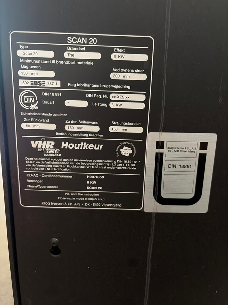 Scan 20 Houtkachel - 6 kW - Gebruikt, Huis en Inrichting, Kachels, Ophalen, Gebruikt, Houtkachel, Vrijstaand