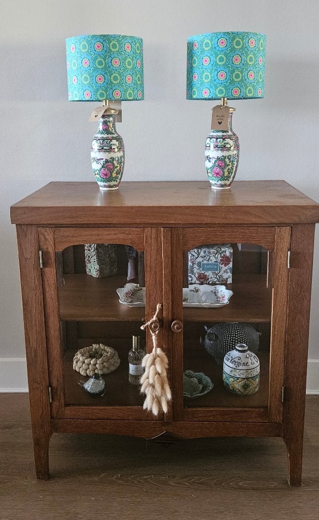 Set van 2 Oosterse tafellampen, prijs per stuk., Huis en Inrichting, Lampen | Lampenkappen, 20 cm, Tafellamp, Meerkleurig, Rond