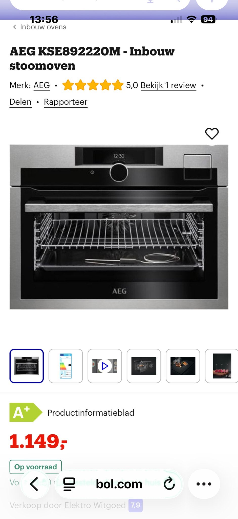 AEG KSE892220M Inbouw Stoomoven - Nieuw in doos, Witgoed en Apparatuur, Ophalen, 45 tot 50 cm, Nieuw, Inbouw