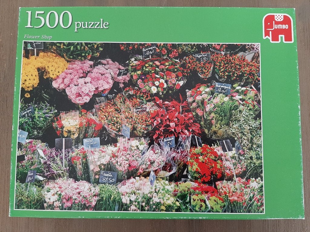 Jumbo legpuzzel, bloemenwinkel, 1500 st. compleet., Verzenden, 500 t/m 1500 stukjes, Gebruikt, Legpuzzel