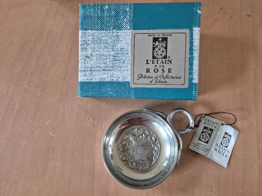 Tastevin of wijnproefschaaltje in originele doos, Antiek en Kunst, Ophalen of Verzenden
