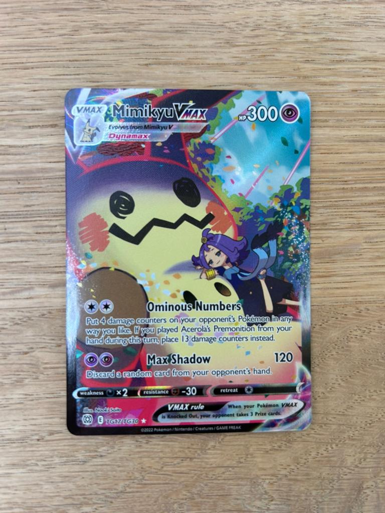 Pokemon Mimikyu Brilliant Stars Vmax Trainer Gallery TG17, Ophalen, Zo goed als nieuw, Losse kaart