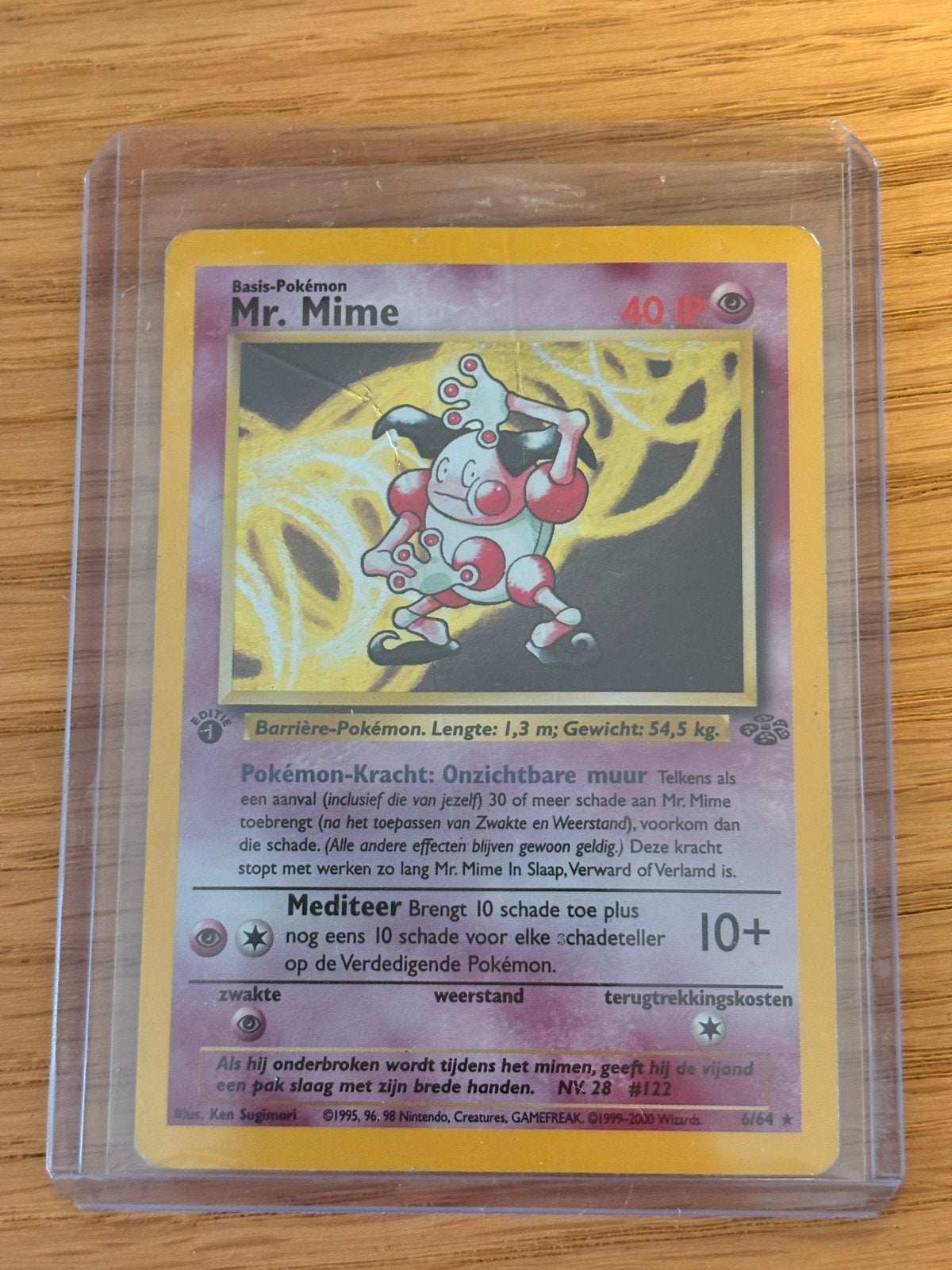 Mr. Mime Pokémon kaart (Jungle Set, 1st Edition), Hobby en Vrije tijd, Verzamelkaartspellen | Pokémon, Ophalen of Verzenden, Gebruikt