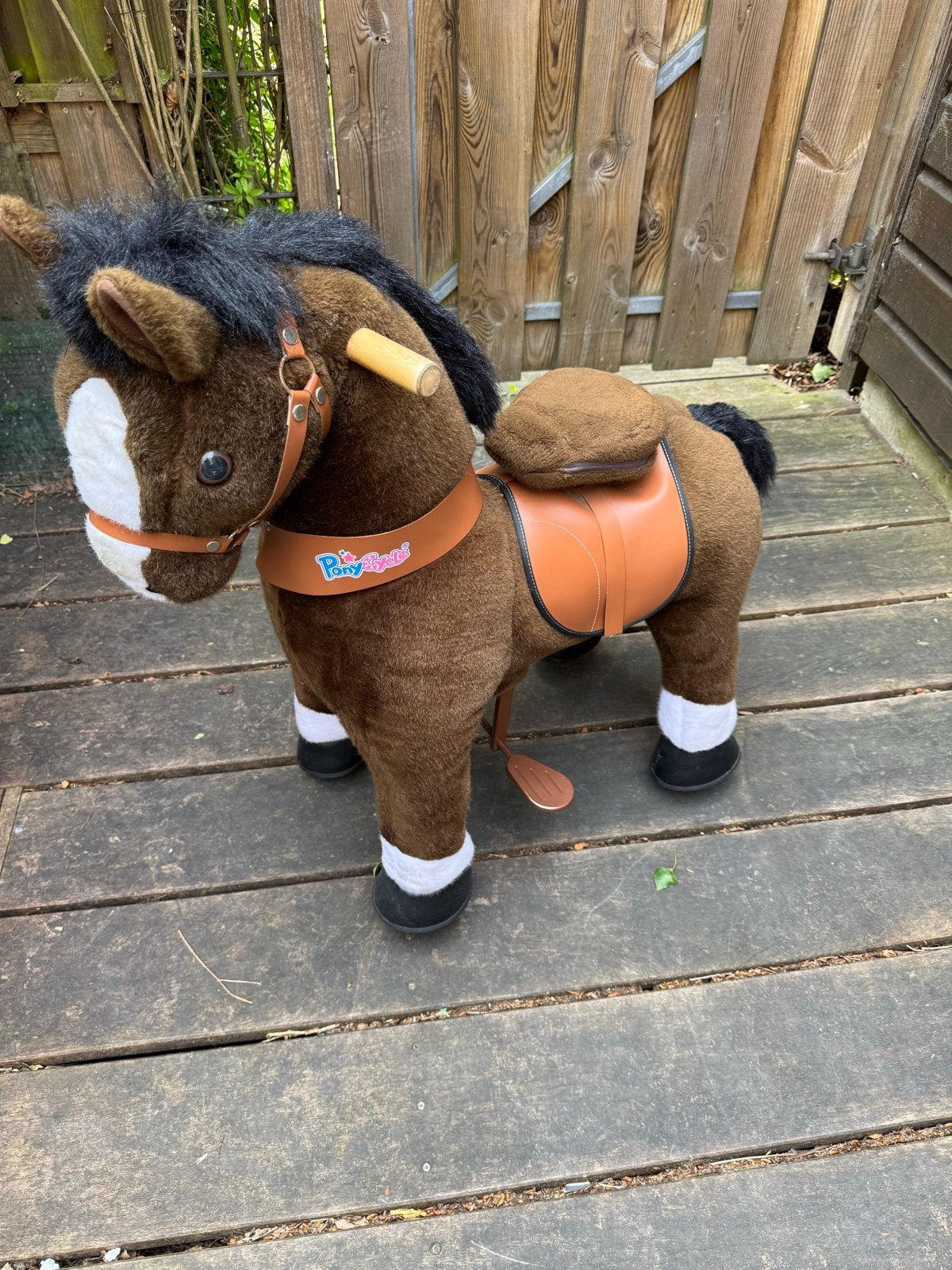 PonyCycle Donkerbruin met witte bles, Groot - Ux421, Ophalen, Gebruikt, Loopvoertuig