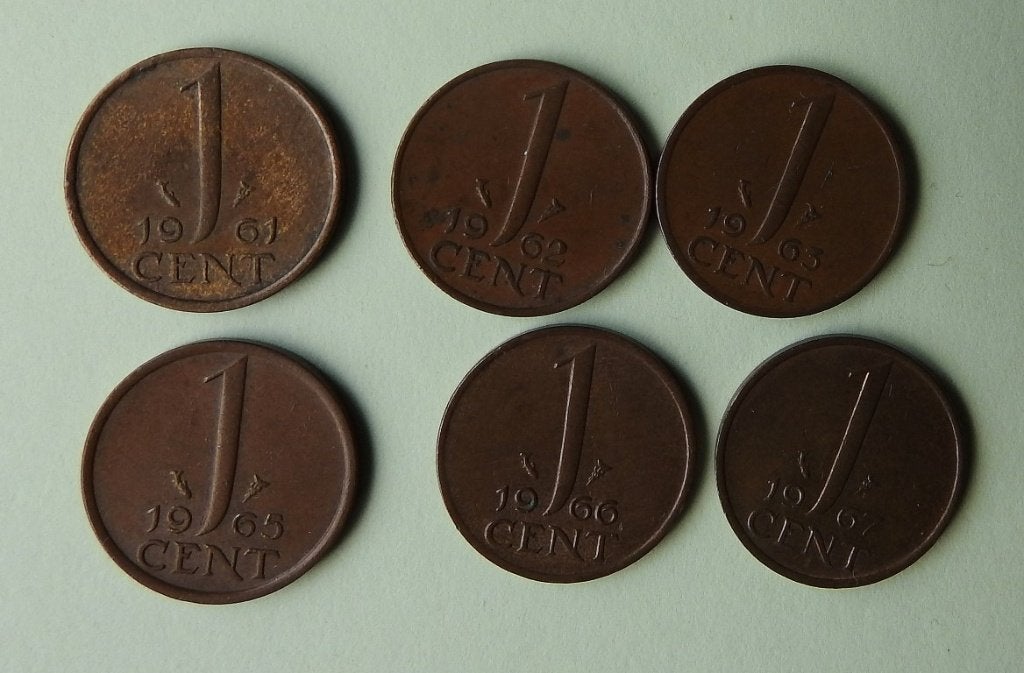 6 Centen jaren 1960, Verzenden, Koningin Juliana, 1 cent, Setje