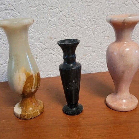echt steen vaasje marmer onyx agaat vaas 3 voor 21 euro, Ophalen of Verzenden