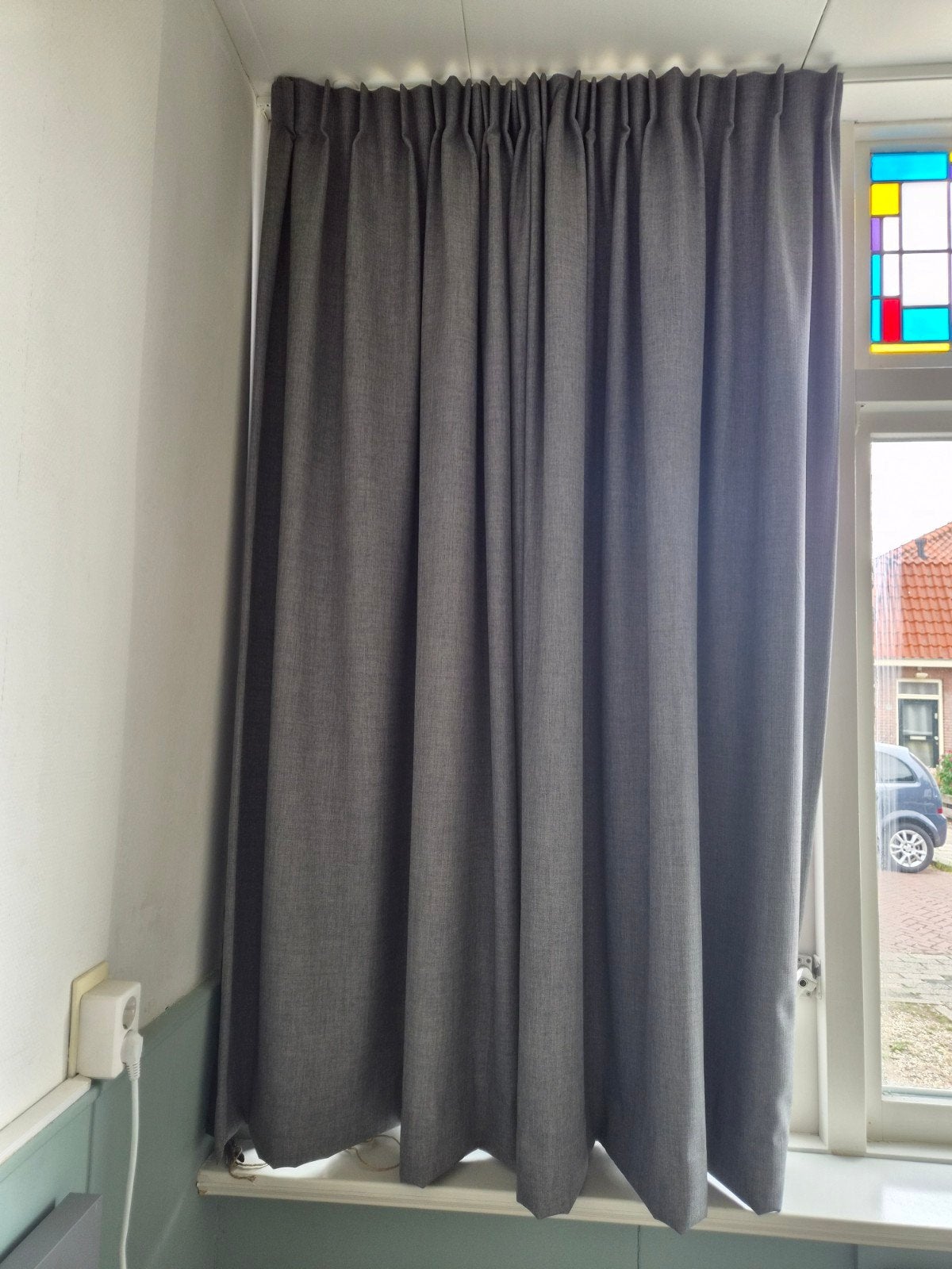 Gordijnen - lichtgrijs - licht verduisterend - 192x315 cm, Huis en Inrichting, Stoffering | Gordijnen en Lamellen, Ophalen, Gebruikt