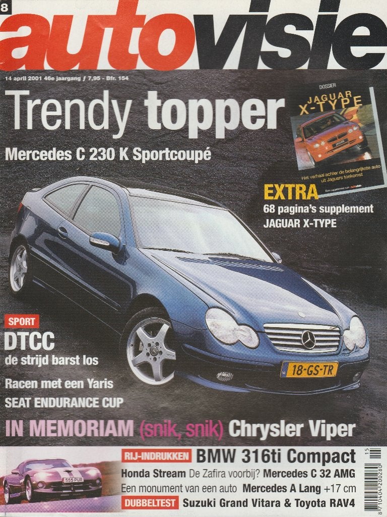 Mercedes C 230 Sportcoupe ( CL203 - W203 ) in Autovisie 2001, Gelezen, Autovisie, Mercedes, Ophalen of Verzenden