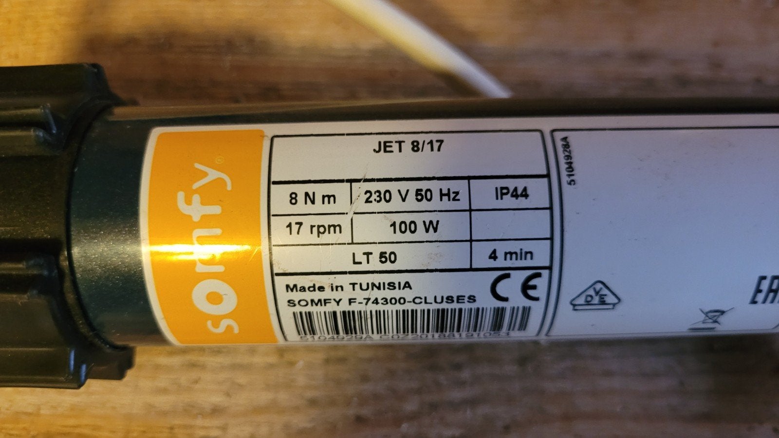 Somfy buismotor/rolluikmotor 8Nm 17rpm, Ophalen of Verzenden, Nieuw, Minder dan 100 cm